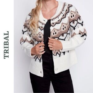 Tribal Fair Isle Moonstone Cardigan Medium